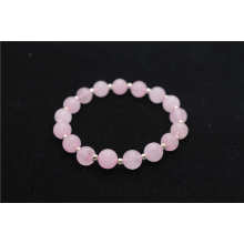 2013 nouveau style Rose Quartz 8MM Perles rondes Stretch Gemstone Bracelet avec perles d&#39;argent